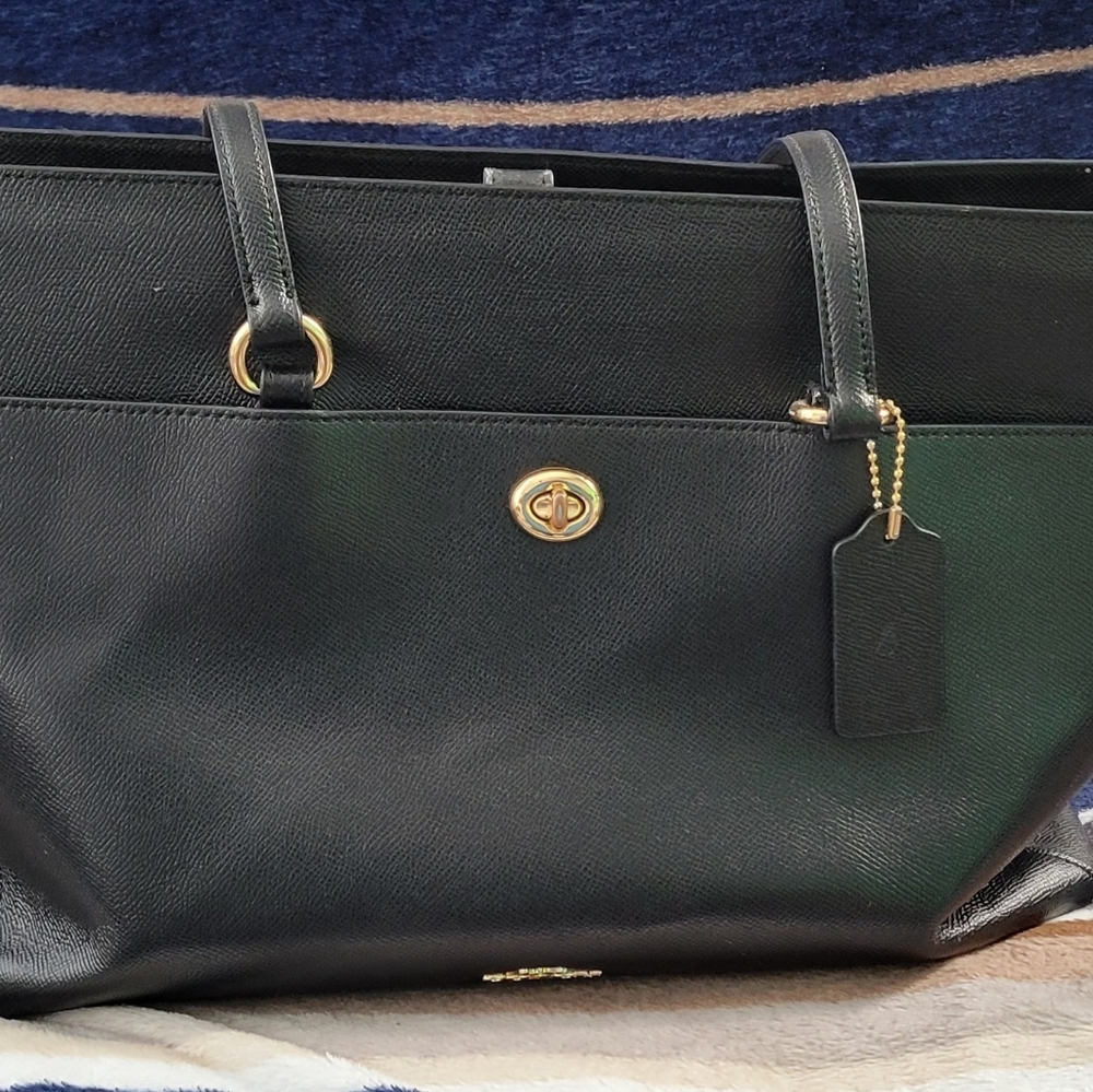 Coach Folio Black Leather Tote Bag